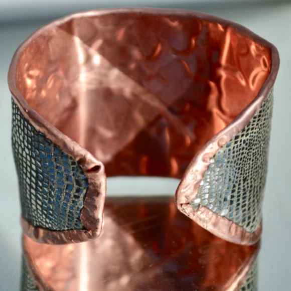 Silver Snake Skin Print Wide Copper Cuff Bracelet ONLY ENOUGH FOR ONE LEFT!!! - Picture 4 of 7
